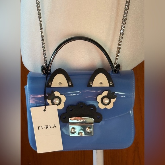 NWT Furla Candy Metropolis Mini Cross Body Bag Sea Blue With Handle See Details - Picture 3 of 13